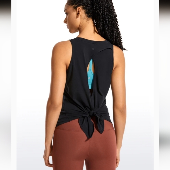 CRZ Yoga Pima Cotton Split Back Black Sleeveless Tank Top NWT XS - Picture 3 of 8